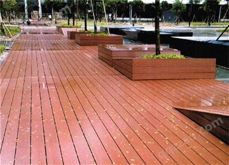 防腐木地板 3D浮雕木纹塑木 碳化木扶手 印尼波萝格木平台木走廊
