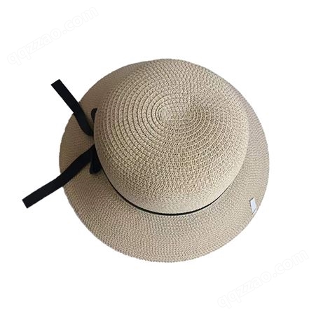 夏天纸草天然女士草编帽遮阳帽沙滩帽海滩大沿帽海边度假遮阳草帽