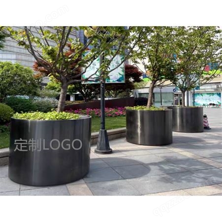 广西铁艺花箱组合定制售楼部商业圆形不锈钢花箱生产厂家