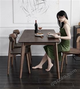 岩板餐桌家用小户型简约现代实木餐桌椅组合北欧轻奢长方形饭桌子