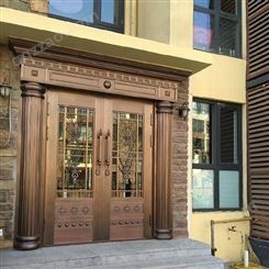 酒店铜门 仿古小区对开门 福民金属 造型好看 纯铜材质