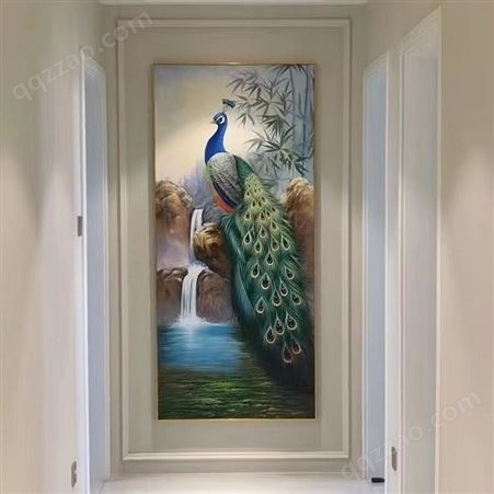 客厅墙面装饰画 手工彩绘 背景墙山水画 丙烯颜料 题材可定制