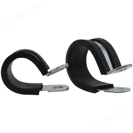 铁镀锌R型连胶条喉箍固定管夹电线电缆线卡夹子卡箍橡胶减震抱箍