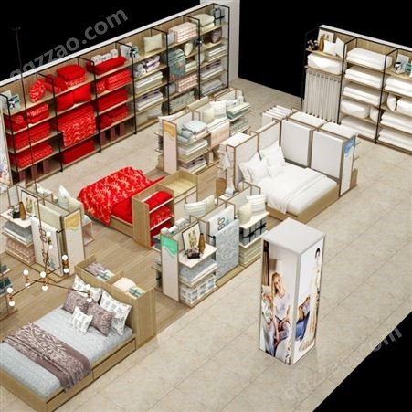 床上用品展示柜 货架展示架床上用品货柜布料置物架 家纺展示柜定制厂家