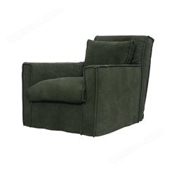意大利单人沙发椅baxter磨砂真皮布艺护手椅极简轻奢设计师休闲椅