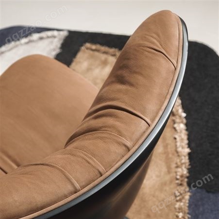现代轻奢baxter复刻沙发意式极简单人沙发椅进口头层真皮休闲单椅
